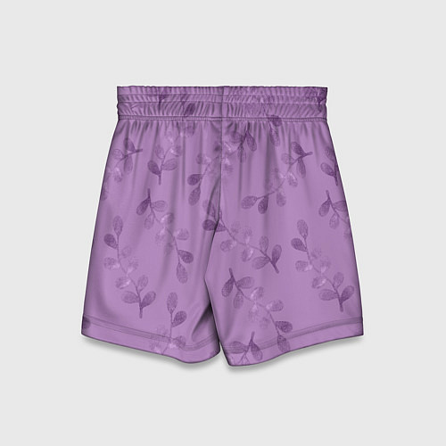 Детские шорты Листья на фиолетовом фоне / 3D-принт – фото 2