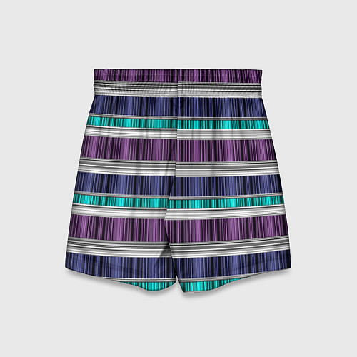 Детские шорты Бирюзово-сиреневый полосатый / 3D-принт – фото 2