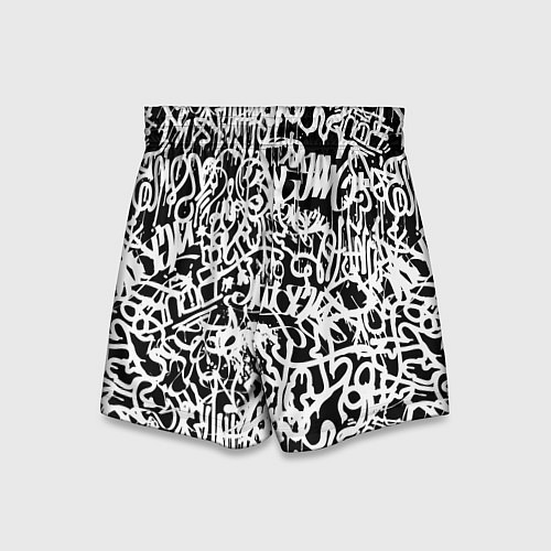 Детские шорты Graffiti white on black / 3D-принт – фото 2