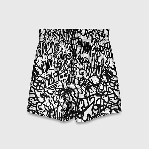 Детские шорты Graffiti black on white / 3D-принт – фото 2