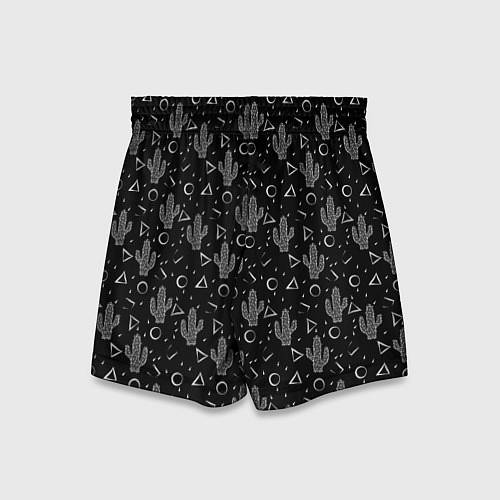 Детские шорты Черно белые кактусы / 3D-принт – фото 2