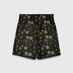 Шорты детские Зимние Узоры золотые, цвет: 3D-принт