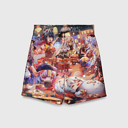 Шорты детские Новый год в геншин импакте все герои, цвет: 3D-принт