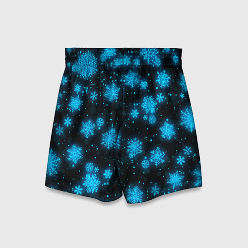 Детские шорты НОВОГОДНИЕ НЕОНОВЫЕ СНЕЖИНКИ 2022 НОВЫЙ ГОД / 3D-принт – фото 2