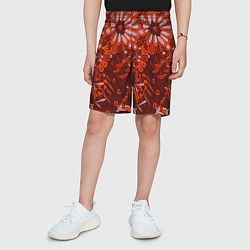 Шорты детские Красные цветы абстракция, цвет: 3D-принт — фото 2