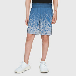 Шорты детские Коллекция Rays Лучи Голубой и серый Абстракция 650, цвет: 3D-принт — фото 2