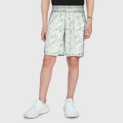 Шорты детские Хаос из зелёных веток и листьев, цвет: 3D-принт — фото 2