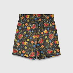 Шорты детские Хохломские цветочки, цвет: 3D-принт