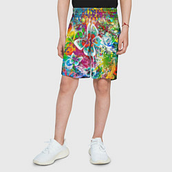 Шорты детские Яркое безумие Бабочки, кляксы, граффити, цвет: 3D-принт — фото 2