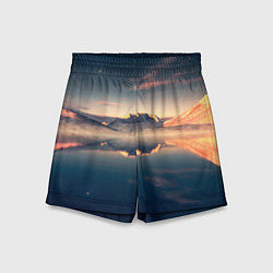 Шорты детские Горы озеро, цвет: 3D-принт