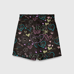 Шорты детские Паттерн милые животные и сердечки, цвет: 3D-принт
