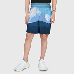 Шорты детские Горы, лес, канатная дорога, цвет: 3D-принт — фото 2