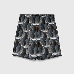 Шорты детские Стильные черные листья, цвет: 3D-принт
