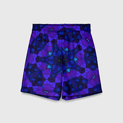 Детские шорты Калейдоскоп -геометрический сине-фиолетовый узор