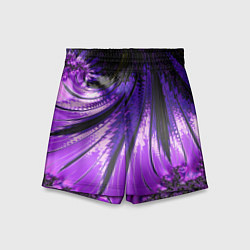 Шорты детские Неоновый фрактал черный с фиолетовым Абстракция, цвет: 3D-принт