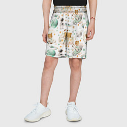 Шорты детские Львенок на ракете на белом, цвет: 3D-принт — фото 2