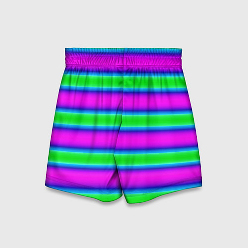 Детские шорты Зеленый и фиолетовые яркие неоновые полосы striped / 3D-принт – фото 2