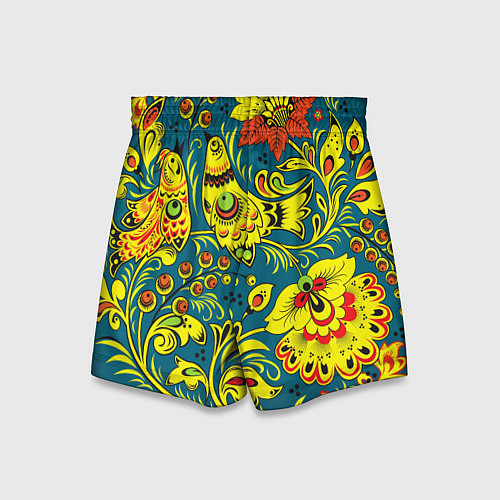 Детские шорты Хохломская Роспись Две Птицы / 3D-принт – фото 2