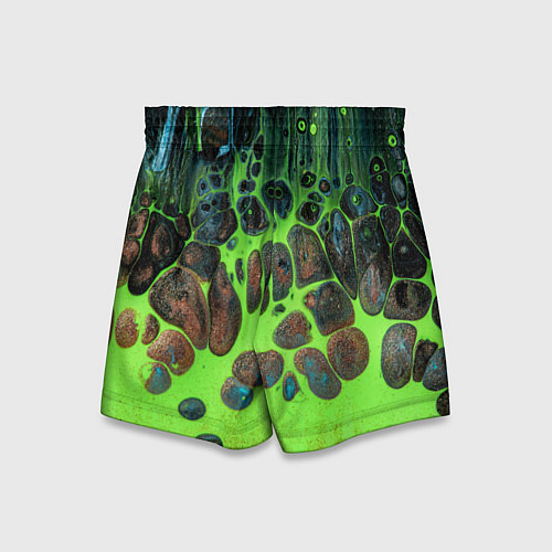 Детские шорты Неоновый песок и камни - Зелёный / 3D-принт – фото 2