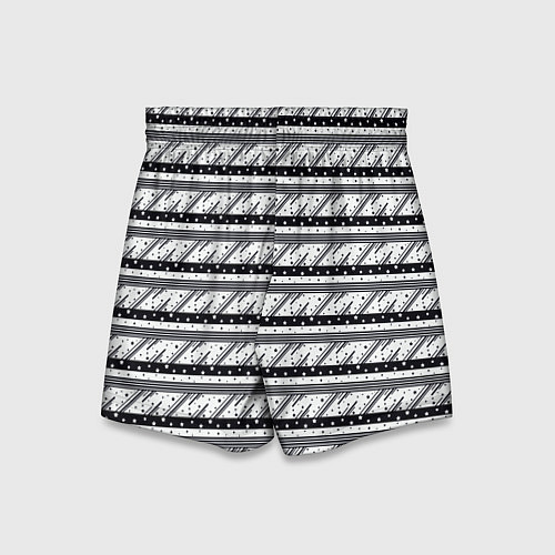 Детские шорты Черные и белые полосы и звезды / 3D-принт – фото 2