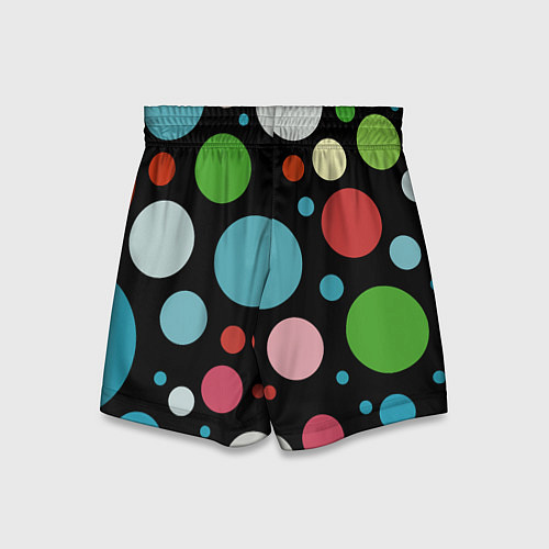 Детские шорты Разноцветные круги на чёрном фоне / 3D-принт – фото 2