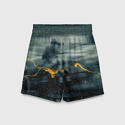 Шорты детские Абстрактные силуэты и золотая краска, цвет: 3D-принт