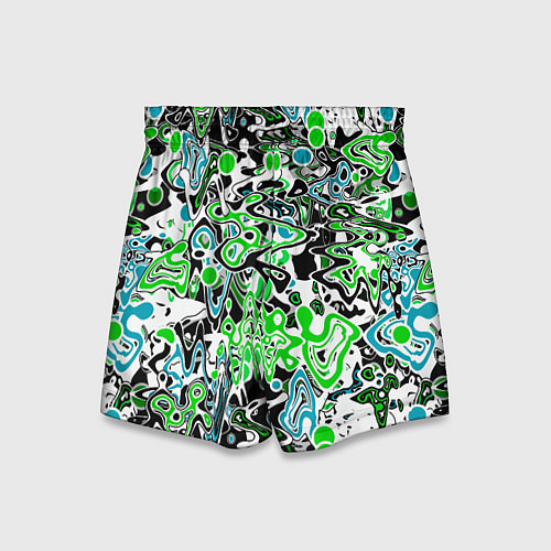 Детские шорты Зелено-голубой абстрактный узор / 3D-принт – фото 2
