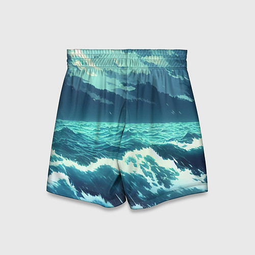 Детские шорты Цунами в стиле аниме - рисунок / 3D-принт – фото 2
