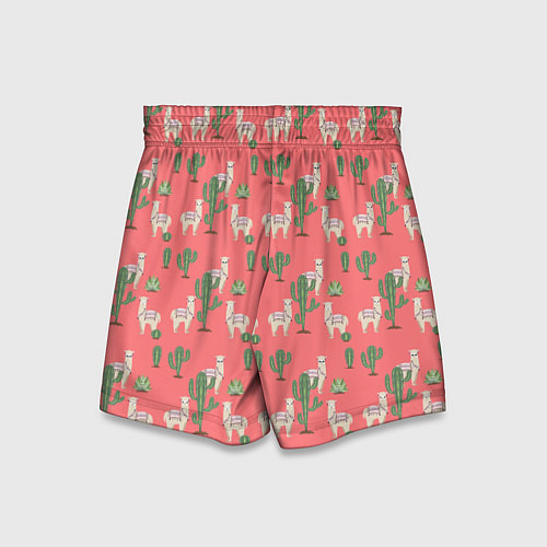 Детские шорты Три забавных альпака среди кактусов / 3D-принт – фото 2