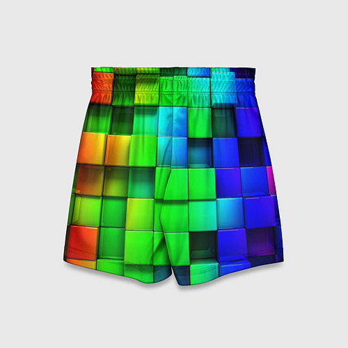 Детские шорты Цветные неоновые кубы / 3D-принт – фото 2