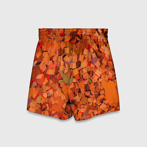 Детские шорты Оранжевые кубы в абстракции / 3D-принт – фото 2