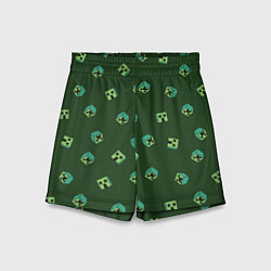 Шорты детские Minecraft - зеленые лица, цвет: 3D-принт