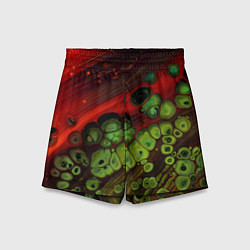 Шорты детские Абстрактные красный песок и зелёные камни, цвет: 3D-принт