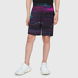 Шорты детские Фиолетовые абстрактные волны и камни, цвет: 3D-принт — фото 2