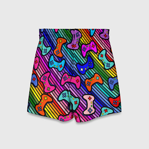 Детские шорты Многоцветные полоски с джойстиками / 3D-принт – фото 2
