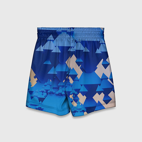 Детские шорты Абстрактные синие тетраэдры / 3D-принт – фото 2