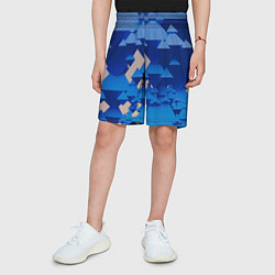 Шорты детские Абстрактные синие тетраэдры, цвет: 3D-принт — фото 2