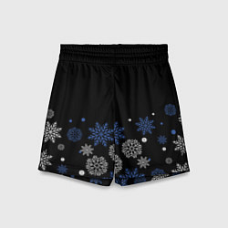 Шорты детские Снежинки - Новогодние, цвет: 3D-принт