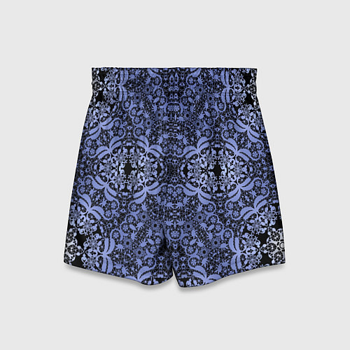 Детские шорты Ажурный модный кружевной синий узор / 3D-принт – фото 2