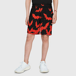 Шорты детские Летучие мыши красные, цвет: 3D-принт — фото 2