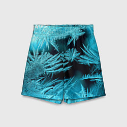 Шорты детские Голубой лед - иней, цвет: 3D-принт
