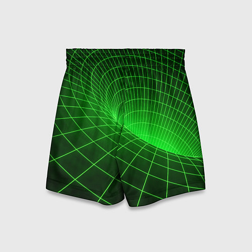 Детские шорты Зелёная неоновая чёрная дыра / 3D-принт – фото 2
