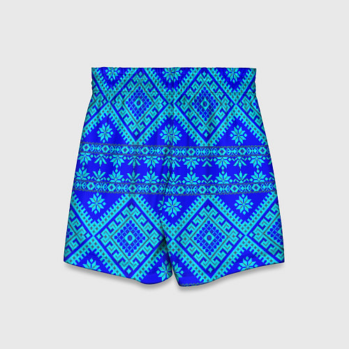 Детские шорты Сине-голубые узоры - вышивка / 3D-принт – фото 2