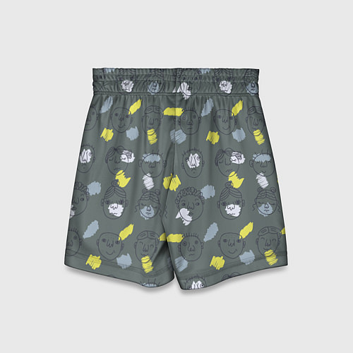 Детские шорты Лица и фигуры рисованные / 3D-принт – фото 2