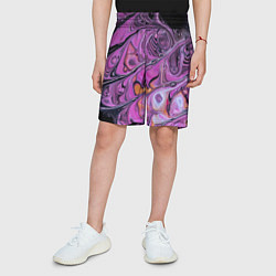 Шорты детские Фиолетовые краски и камни, цвет: 3D-принт — фото 2