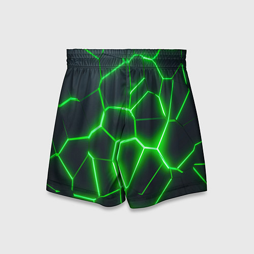 Детские шорты Зелёные неоновые плиты / 3D-принт – фото 2
