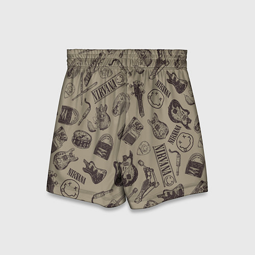 Детские шорты Nirvana crash guitar beige / 3D-принт – фото 2