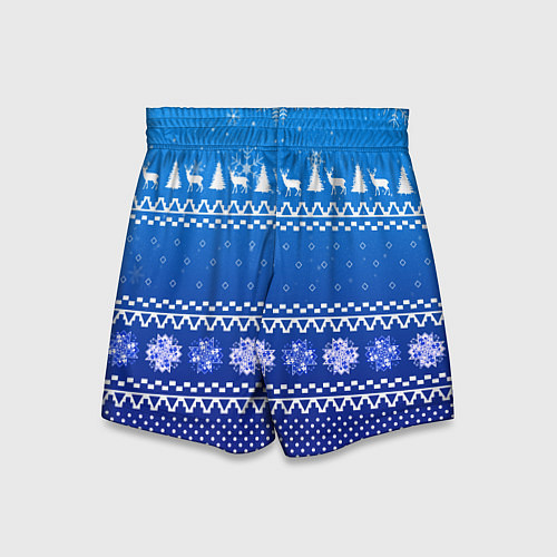 Детские шорты Новогодний узор на синем фоне / 3D-принт – фото 2