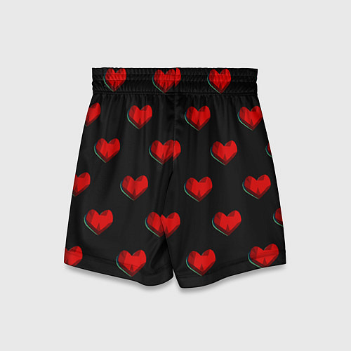 Детские шорты Красные сердца полигоны / 3D-принт – фото 2