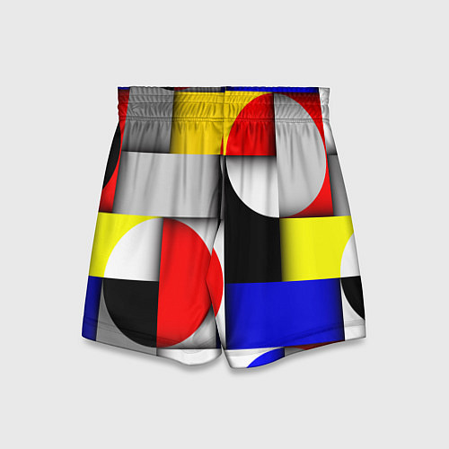 Детские шорты Оптическая иллюзия из кругов, прямоугольников и фи / 3D-принт – фото 2